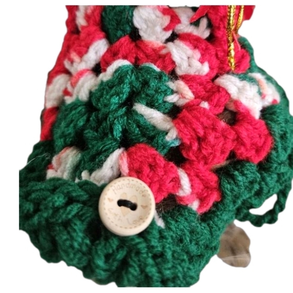 Handmade Crochet Santa Hat for Medium to Large Pets Christmas Dog or Cat Costume - Picture 14 of 17